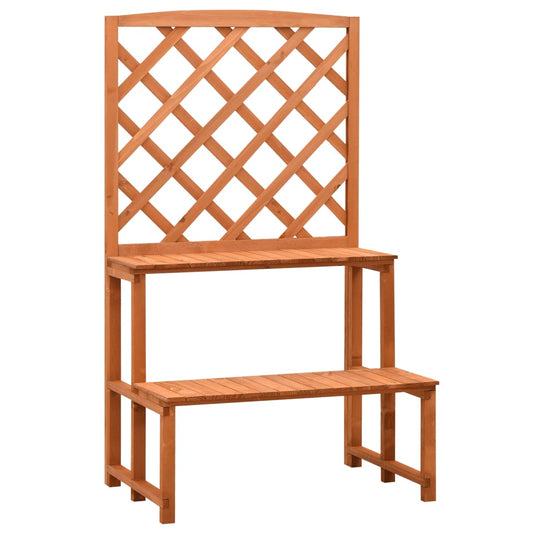 Berkfield Trellis Planter with Shelves Orange 70x42x120 cm Solid Firwood