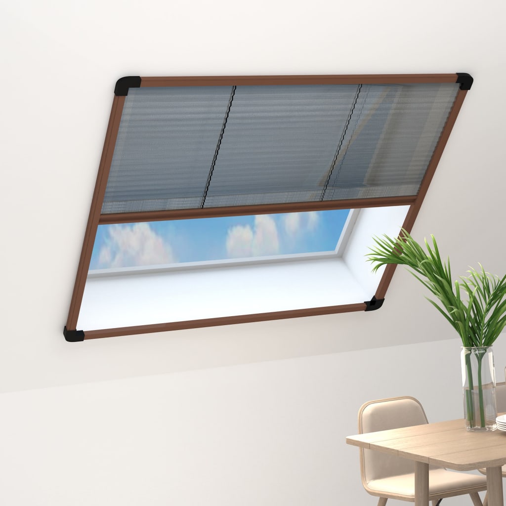 Berkfield Plisse Insect Screen for Windows Aluminium Brown 130x100 cm