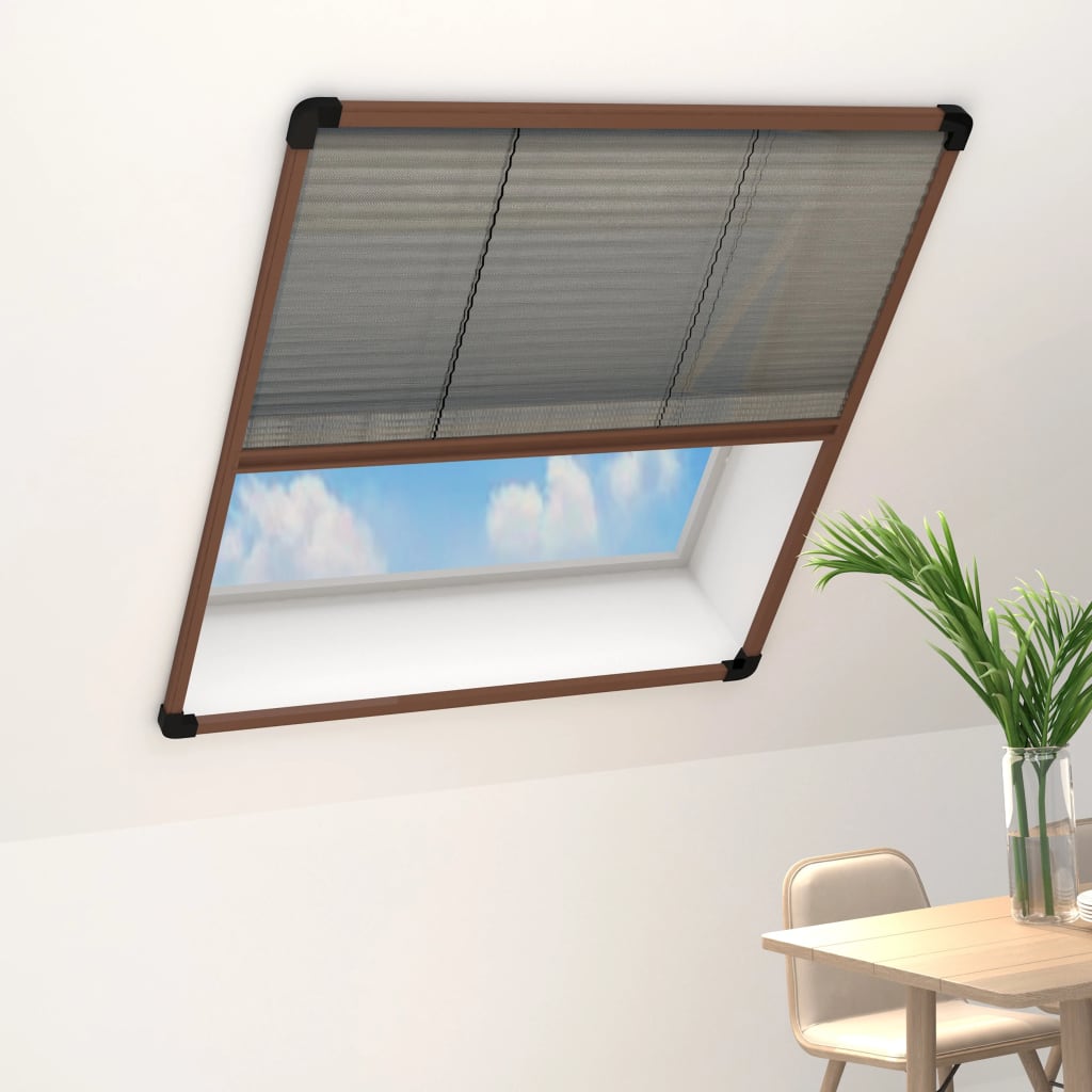 Berkfield Plisse Insect Screen for Windows Aluminium Brown 110x160 cm