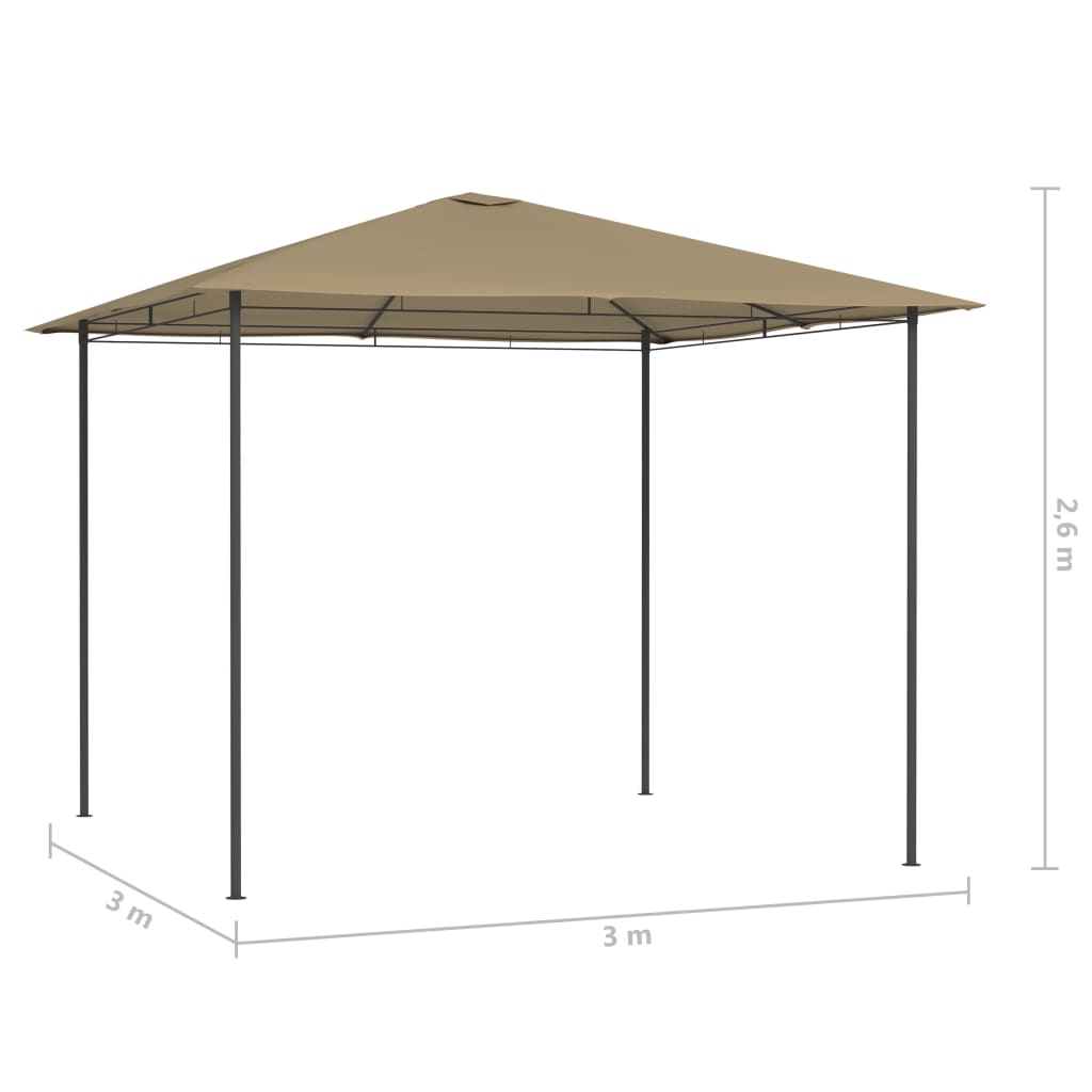 Berkfield Gazebo 3x3x2.6 m Taupe 160 g/m�__