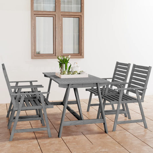 Berkfield 5 Piece Garden Dining Set Grey Solid Acacia Wood