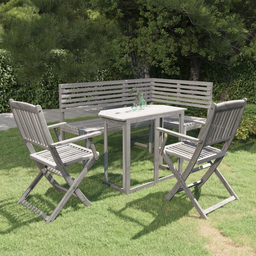 Berkfield 4 Piece Bistro Set Solid Acacia Wood Grey