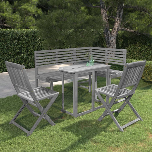 Berkfield 4 Piece Bistro Set Solid Acacia Wood Grey