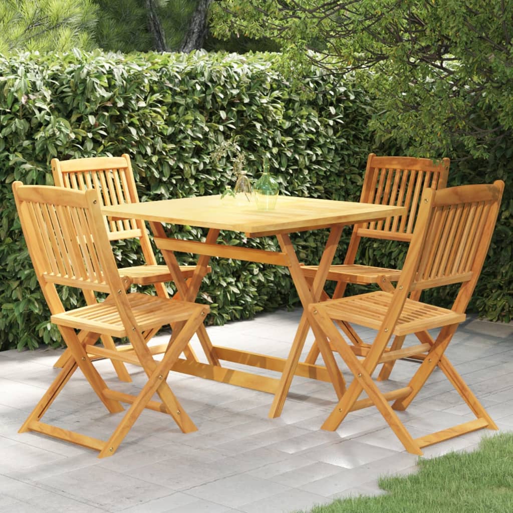 Berkfield 5 Piece Folding Garden Dining Set Solid Acacia Wood