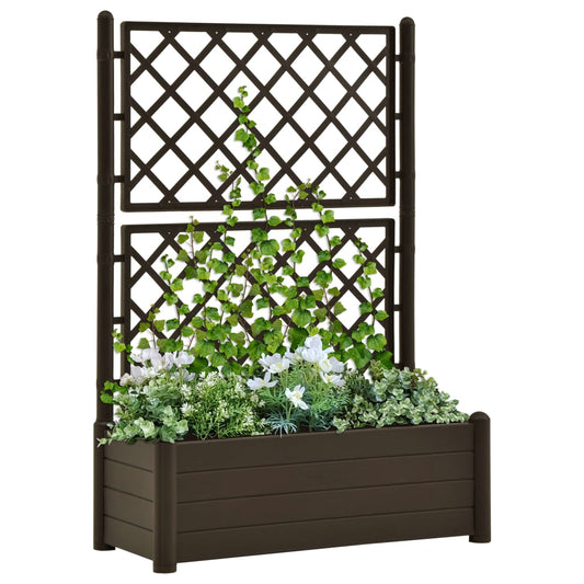 Berkfield Garden Planter with Trellis 100x43x142 cm PP Mocha