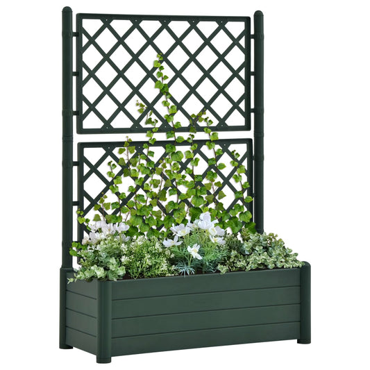 Berkfield Garden Planter with Trellis 100x43x142 cm PP Green