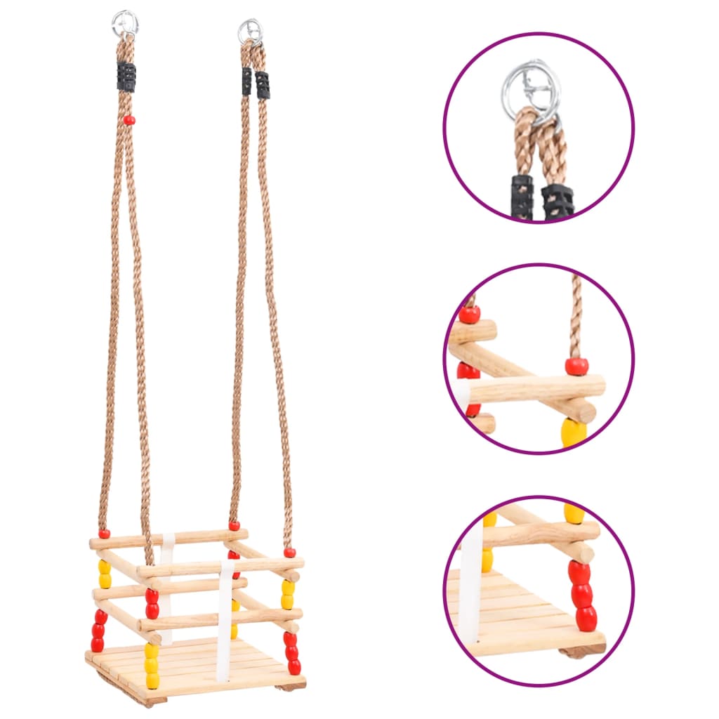 Berkfield Baby Swing with Safety Belt Solid Pinewood