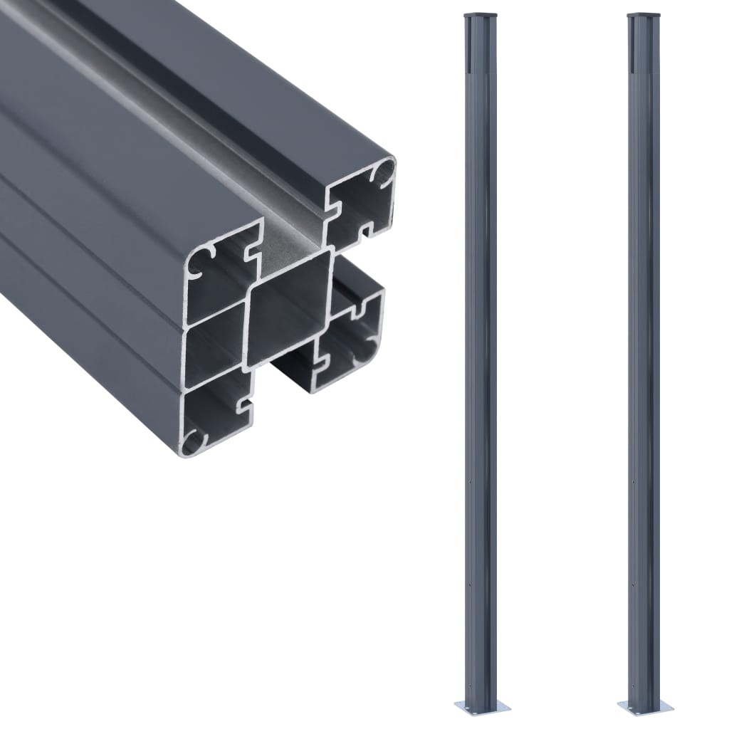 Berkfield Fence Posts 2 pcs Dark Grey 185 cm Aluminium