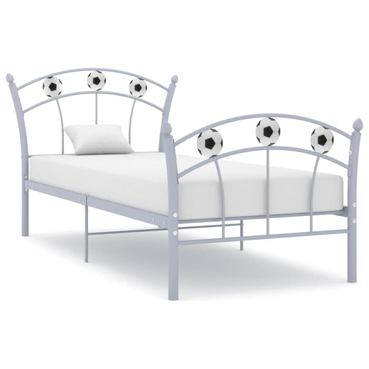 Berkfield Bed Frame with Football Design Grey Metal 90x200 cm