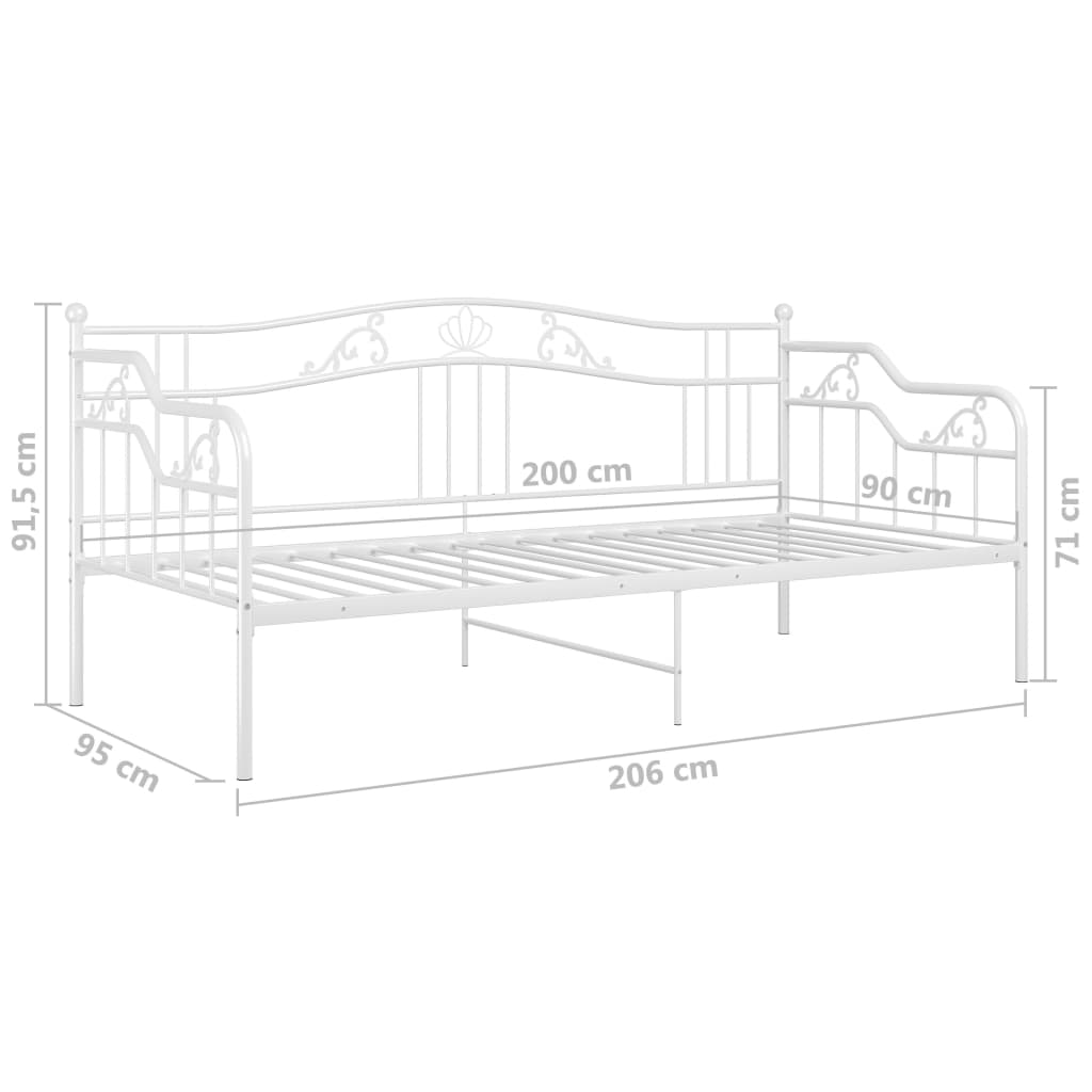 Berkfield Sofa Bed Frame White Metal 90x200 cm