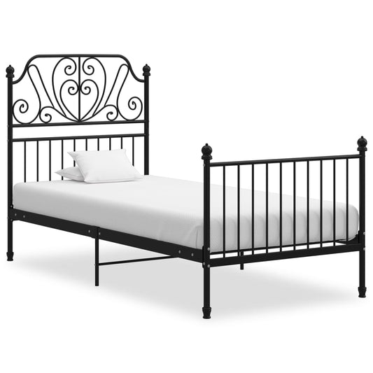 Berkfield Bed Frame Black Metal 100x200 cm