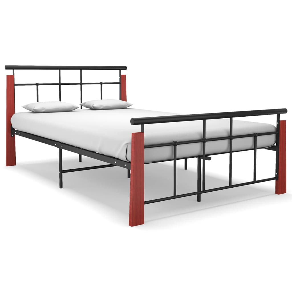 Berkfield Bed Frame Metal  and Solid Oak Wood 120x200 cm