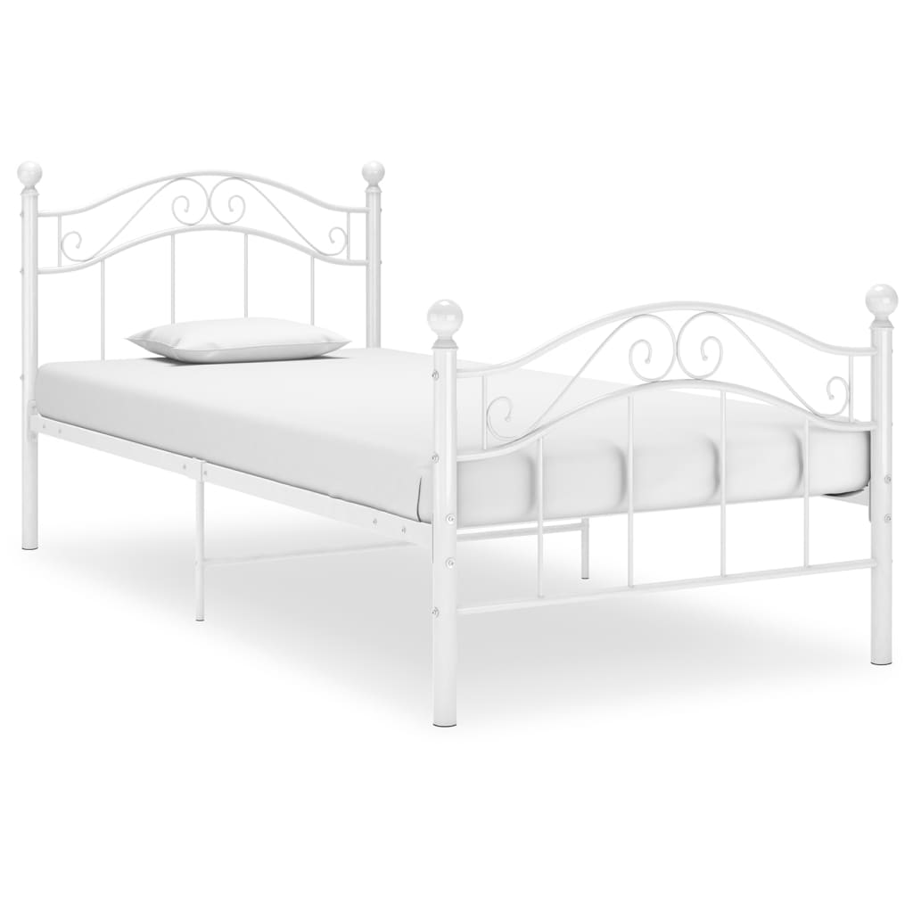 Berkfield Bed Frame White Metal 90x200 cm