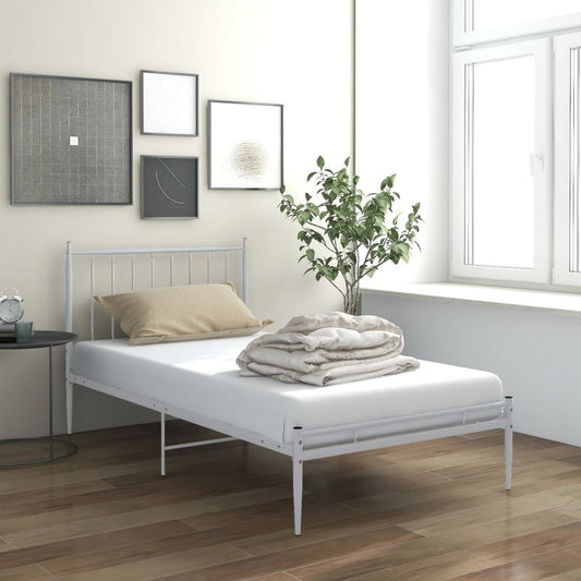 Berkfield Bed Frame White Metal 90x200 cm
