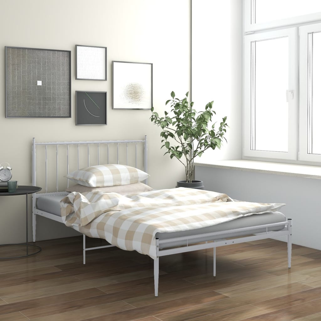 Berkfield Bed Frame White Metal 120x200 cm
