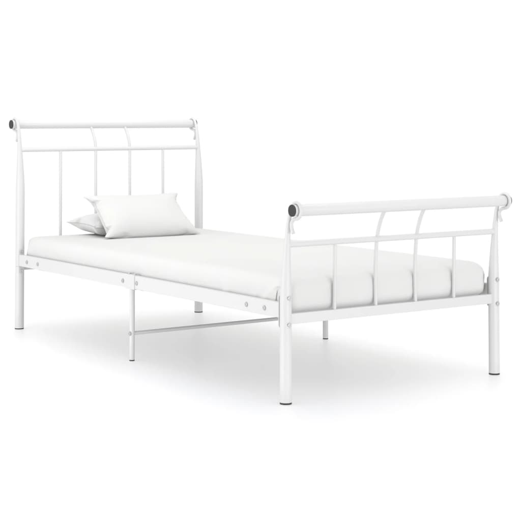 Berkfield Bed Frame White Metal 90x200 cm