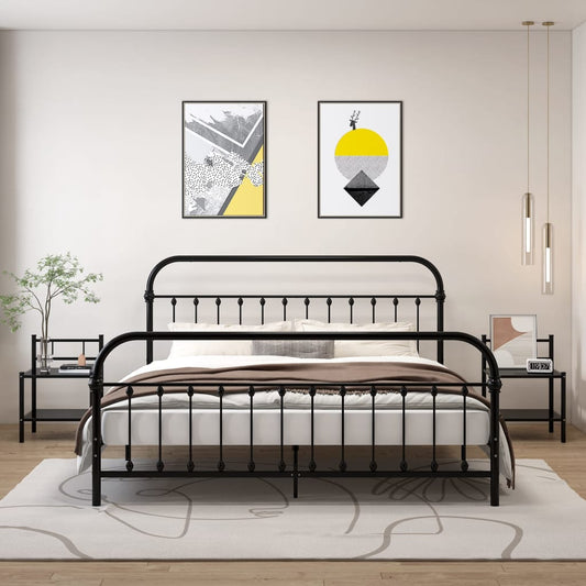 Berkfield Bedside Cabinets 2 pcs Black Metal and Glass