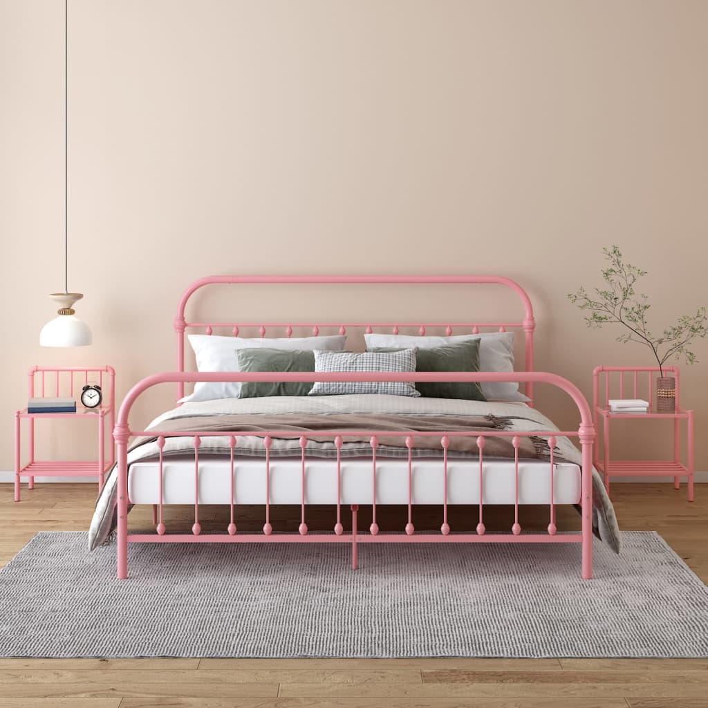 Berkfield Bedside Cabinets 2 pcs Pink and Transparent Metal and Glass