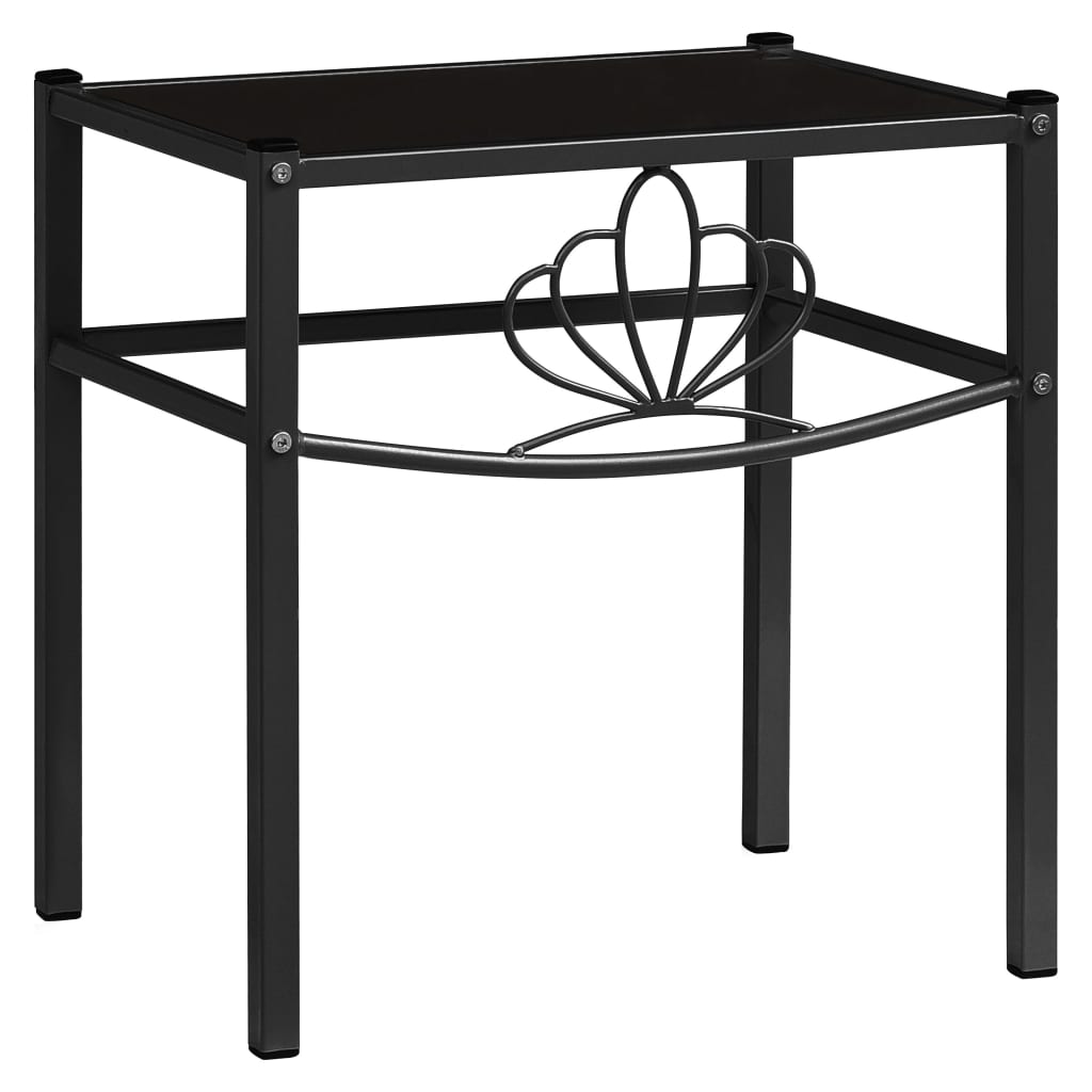 Berkfield Bedside Cabinet Black 42.5x33x44.5 cm Metal and Glass