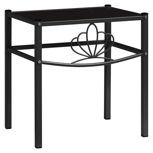 Berkfield Bedside Cabinet Black 42.5x33x44.5 cm Metal and Glass