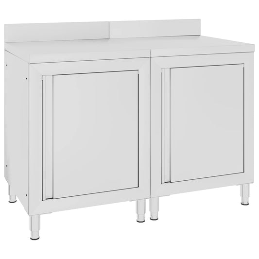 Berkfield Commercial Work Table Cabinet 120x60x96 cm Stainless Steel