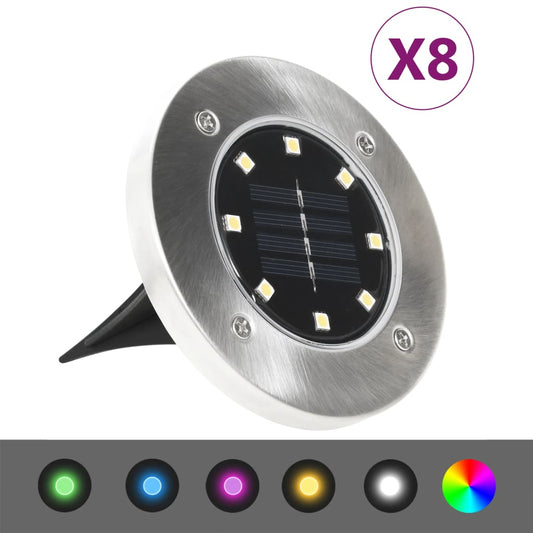 Berkfield Solar Ground Lights 8 pcs LED Lights RGB Colour