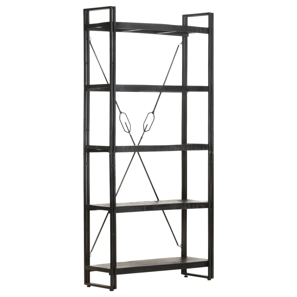Berkfield 5-Tier Bookcase Black 90x30x180 cm Solid Mango Wood