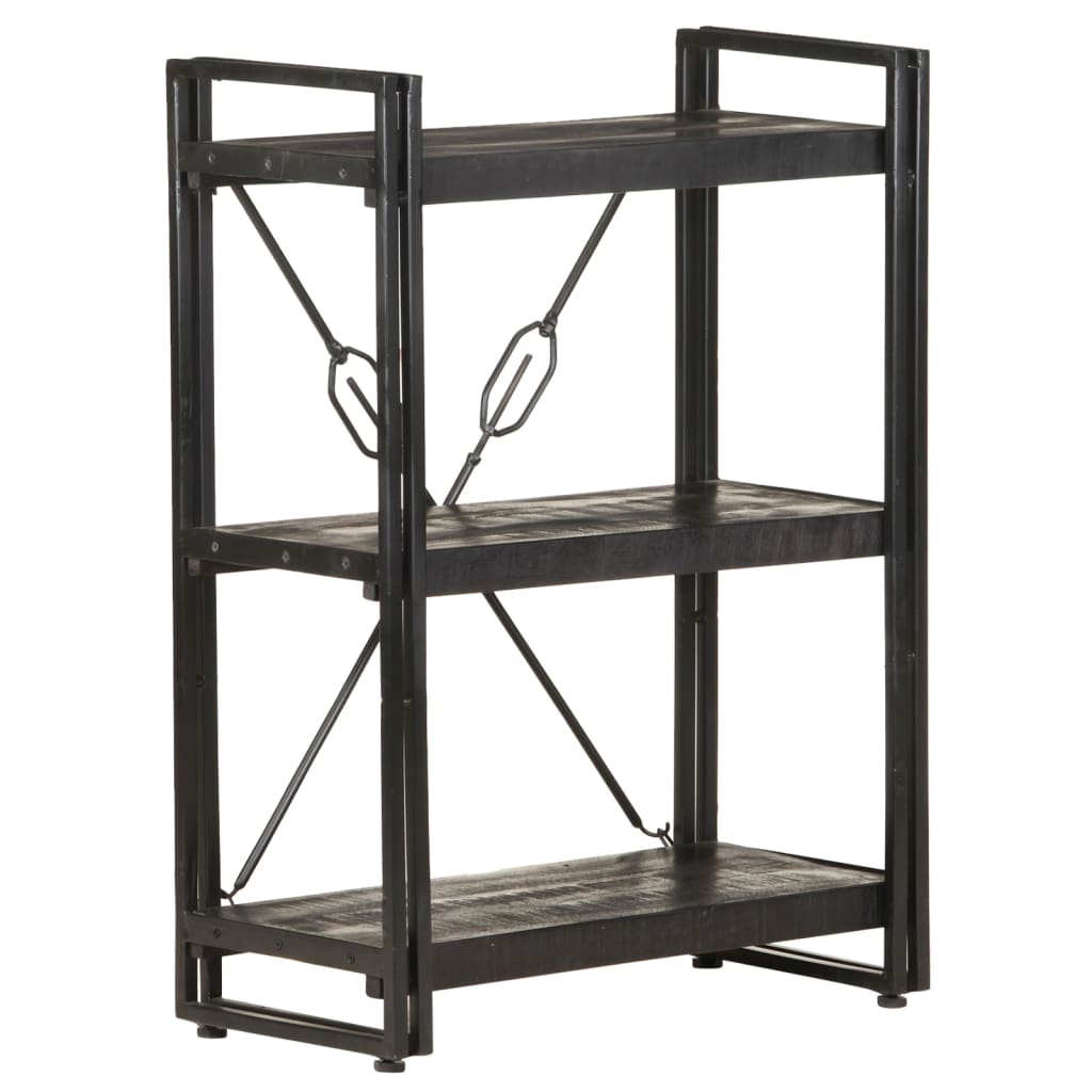 Berkfield 3-Tier Bookcase Black 60x30x80 cm Solid Mango Wood