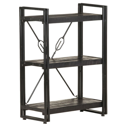 Berkfield 3-Tier Bookcase Black 60x30x80 cm Solid Mango Wood