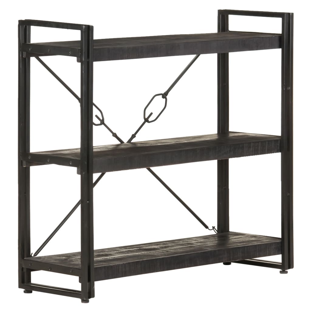 Berkfield 3-Tier Bookcase Black 90x30x80 cm Solid Mango Wood