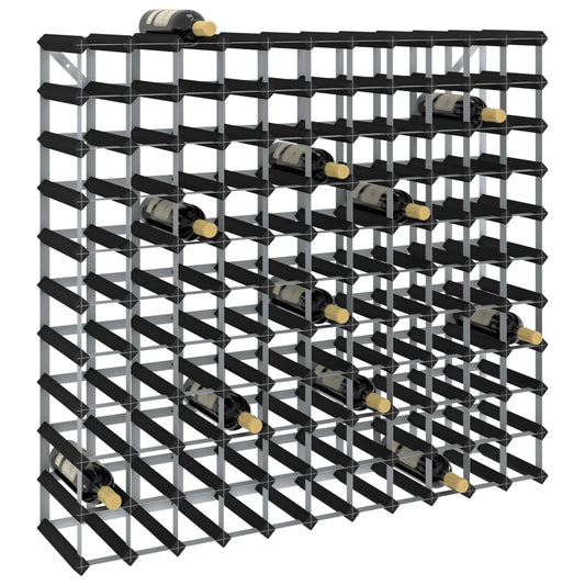 Berkfield Wine Rack for 120 Bottles Black Solid Pine Wood