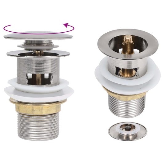 Berkfield Push Drain with Overflow Function Silver 6.4x6.4x9.1 cm