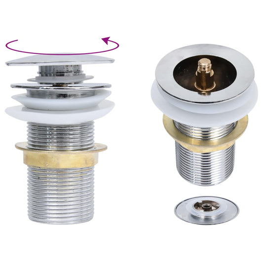 Berkfield Push Drain without Overflow Function Chrome 6.4x6.4x9.1 cm
