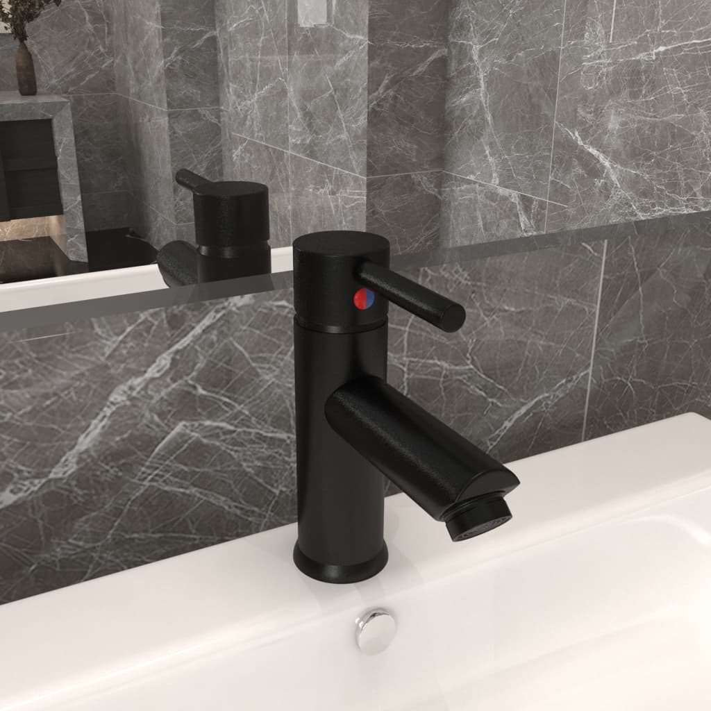 Berkfield Bathroom Basin Faucet Black 130x176 mm