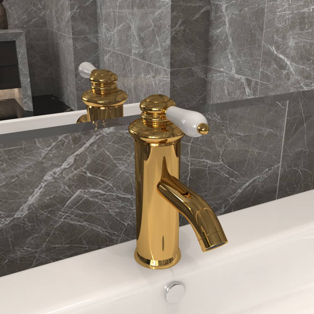 Berkfield Bathroom Basin Faucet Gold 130x180 mm