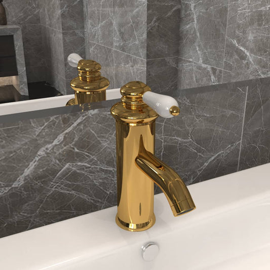 Berkfield Bathroom Basin Faucet Gold 130x180 mm