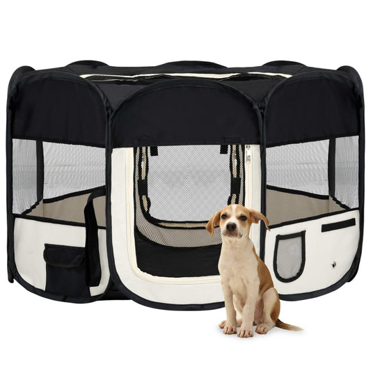 Berkfield Foldable Dog Playpen with Carrying Bag Black 125x125x61 cm