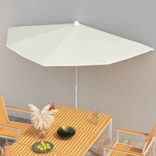 Berkfield Garden Half Parasol with Pole 180x90 cm Sand