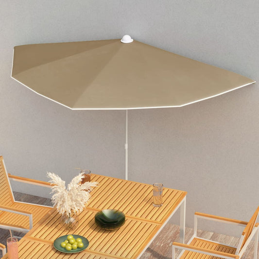 Berkfield Garden Half Parasol with Pole 180x90 cm Taupe
