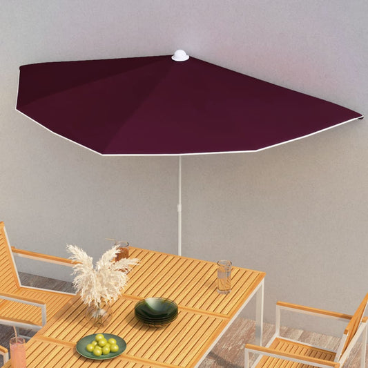 Berkfield Garden Half Parasol with Pole 180x90 cm Bordeaux Red