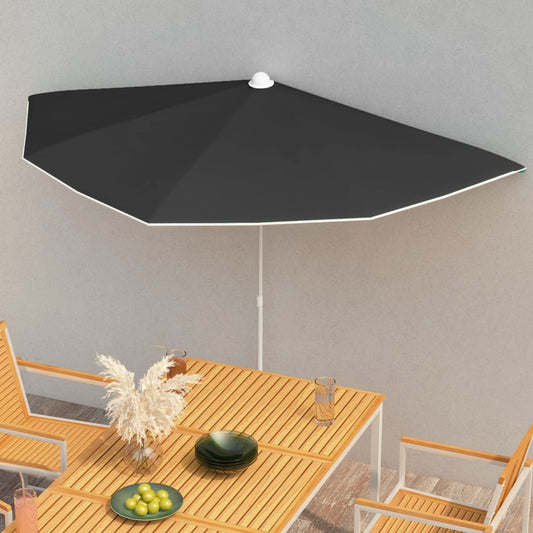 Berkfield Garden Half Parasol with Pole 180x90 cm Black