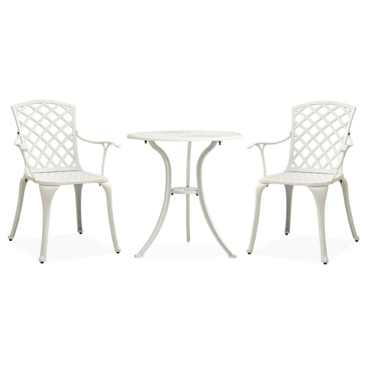 Berkfield 3 Piece Bistro Set Cast Aluminium White