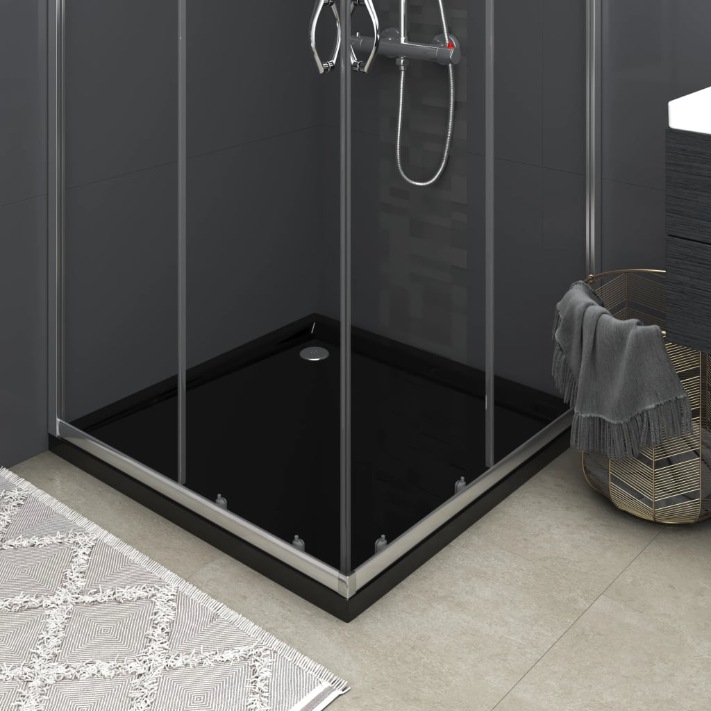 Berkfield Square ABS Shower Base Tray Black 90x90 cm