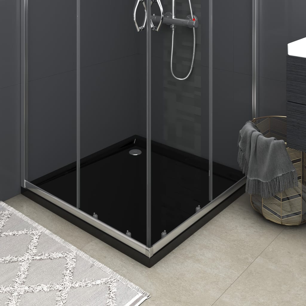 Berkfield Square ABS Shower Base Tray Black 80x80 cm
