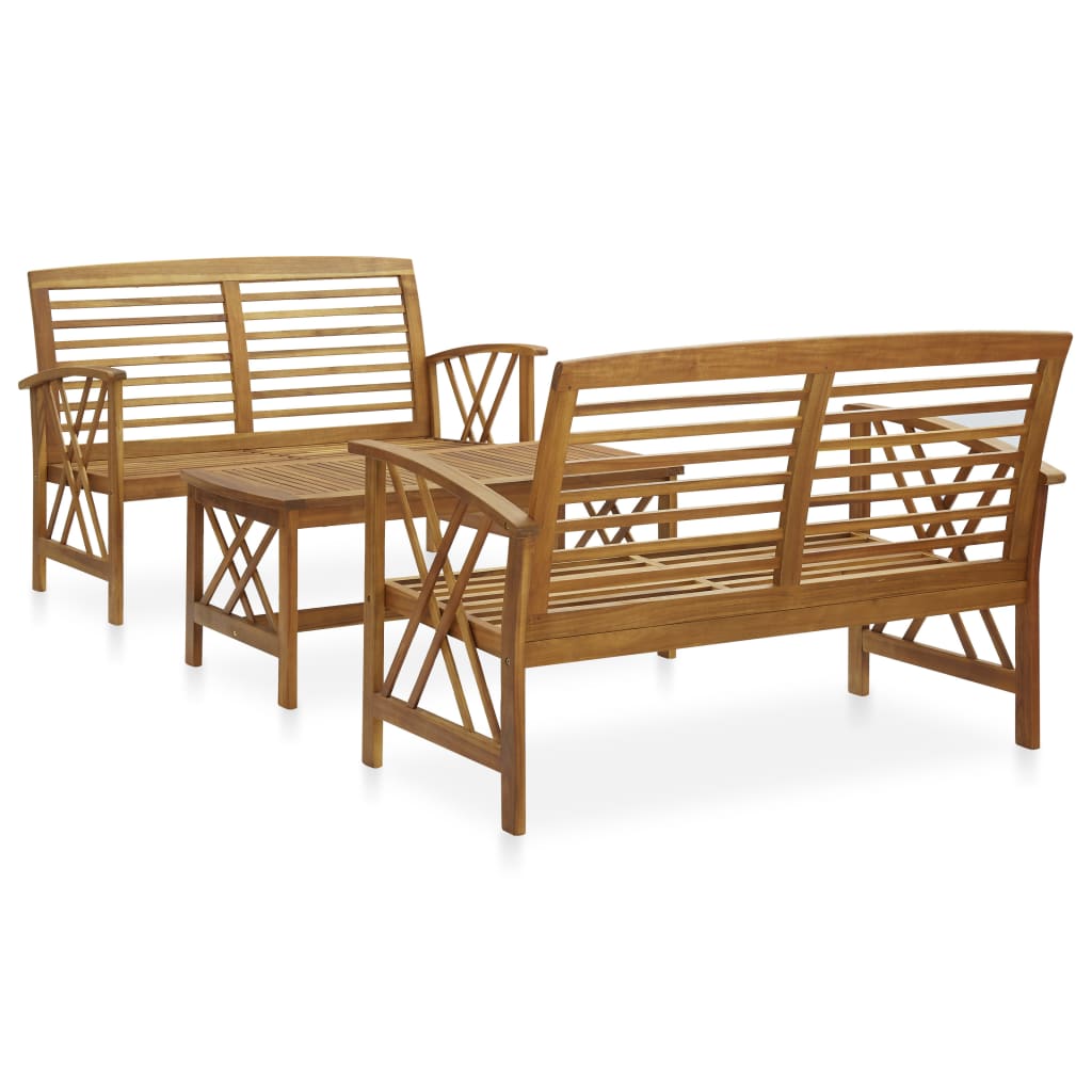 Berkfield 3 Piece Garden Lounge Set Solid Acacia Wood