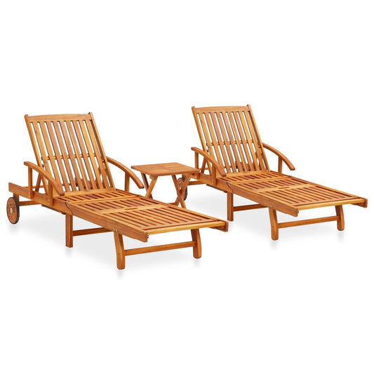 Berkfield 2 Piece Sunlounger Set with Table Solid Acacia Wood