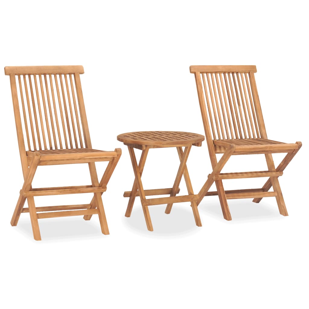 Berkfield 3 Piece Folding Outdoor Dining Set Solid Teak Wood