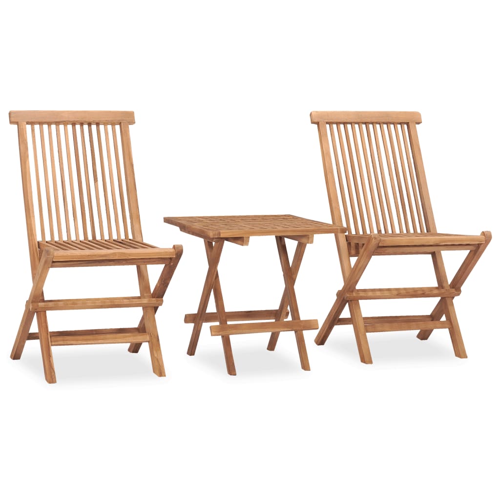 Berkfield 3 Piece Folding Outdoor Dining Set Solid Teak Wood