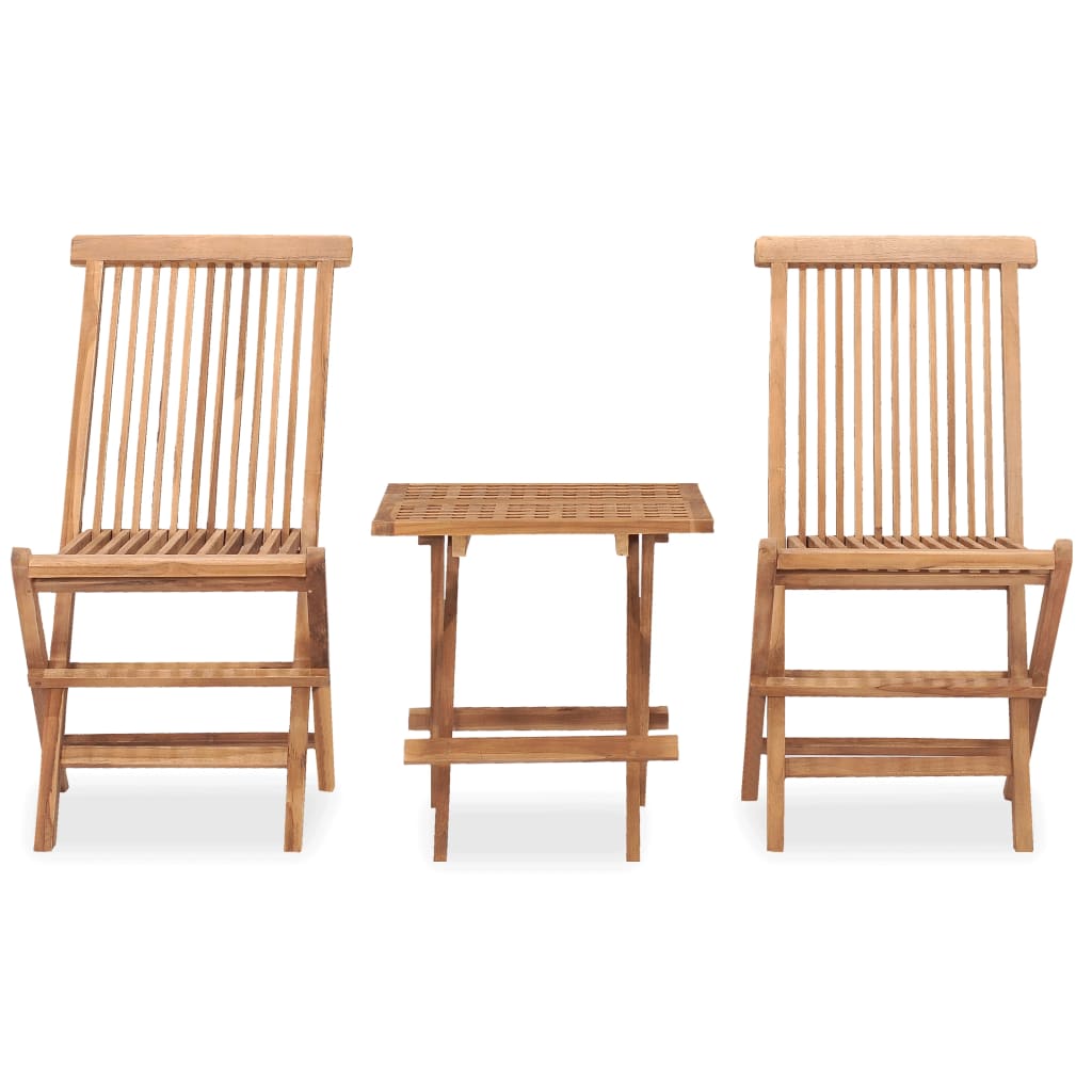 Berkfield 3 Piece Folding Outdoor Dining Set Solid Teak Wood