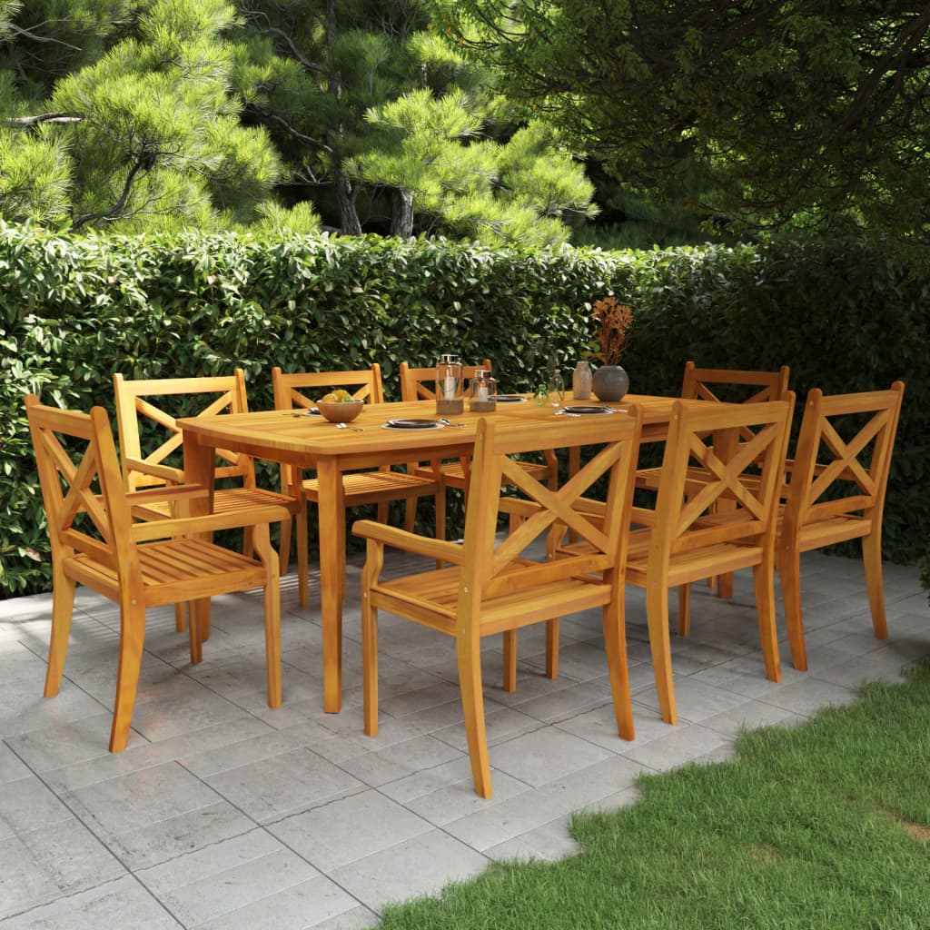 Berkfield 9 Piece Garden Dining Set Solid Wood Acacia
